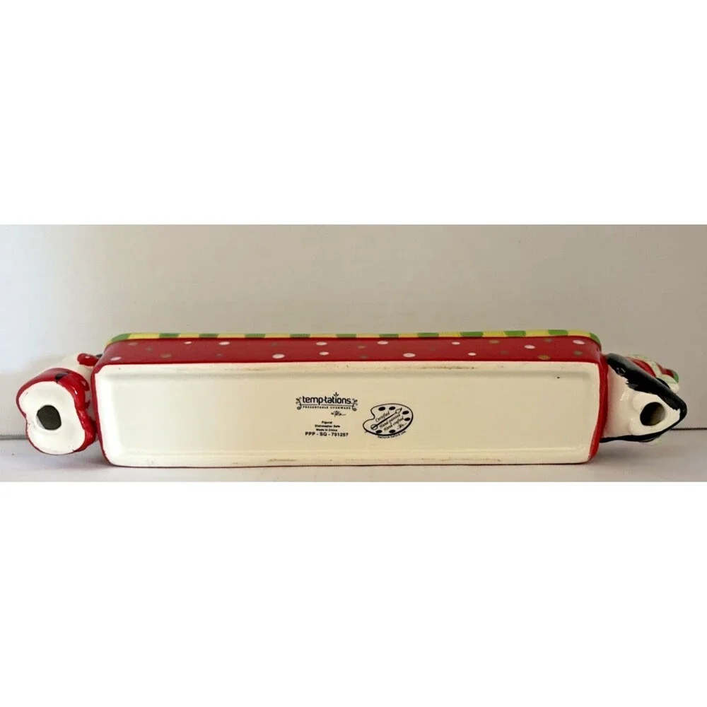 Temp-tations Winter Whimsy Holiday Ceramic Cracker Tray Snowman Penguin 12